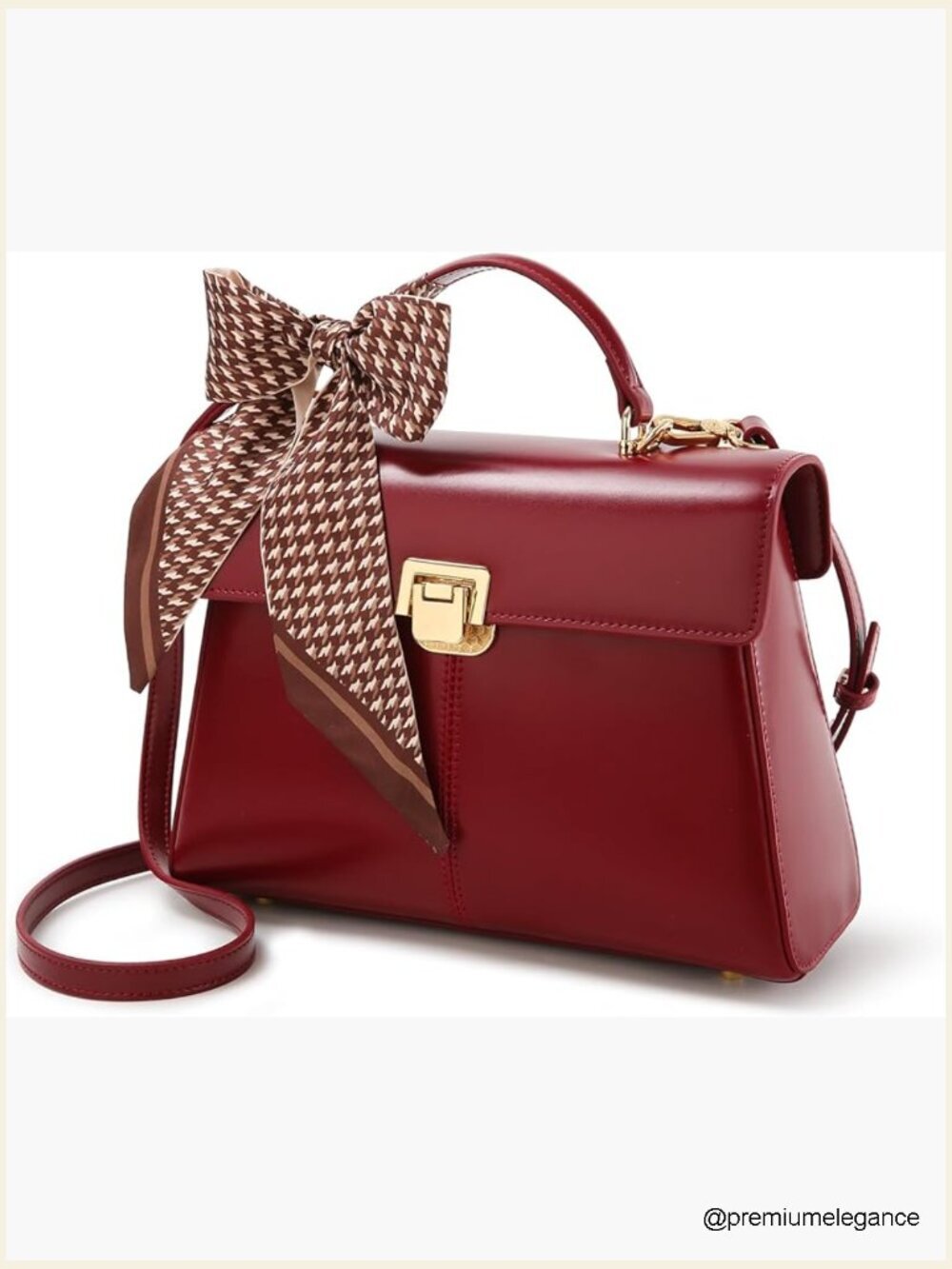 Genuine Leather Square Satchel Purse Crossbody Bag